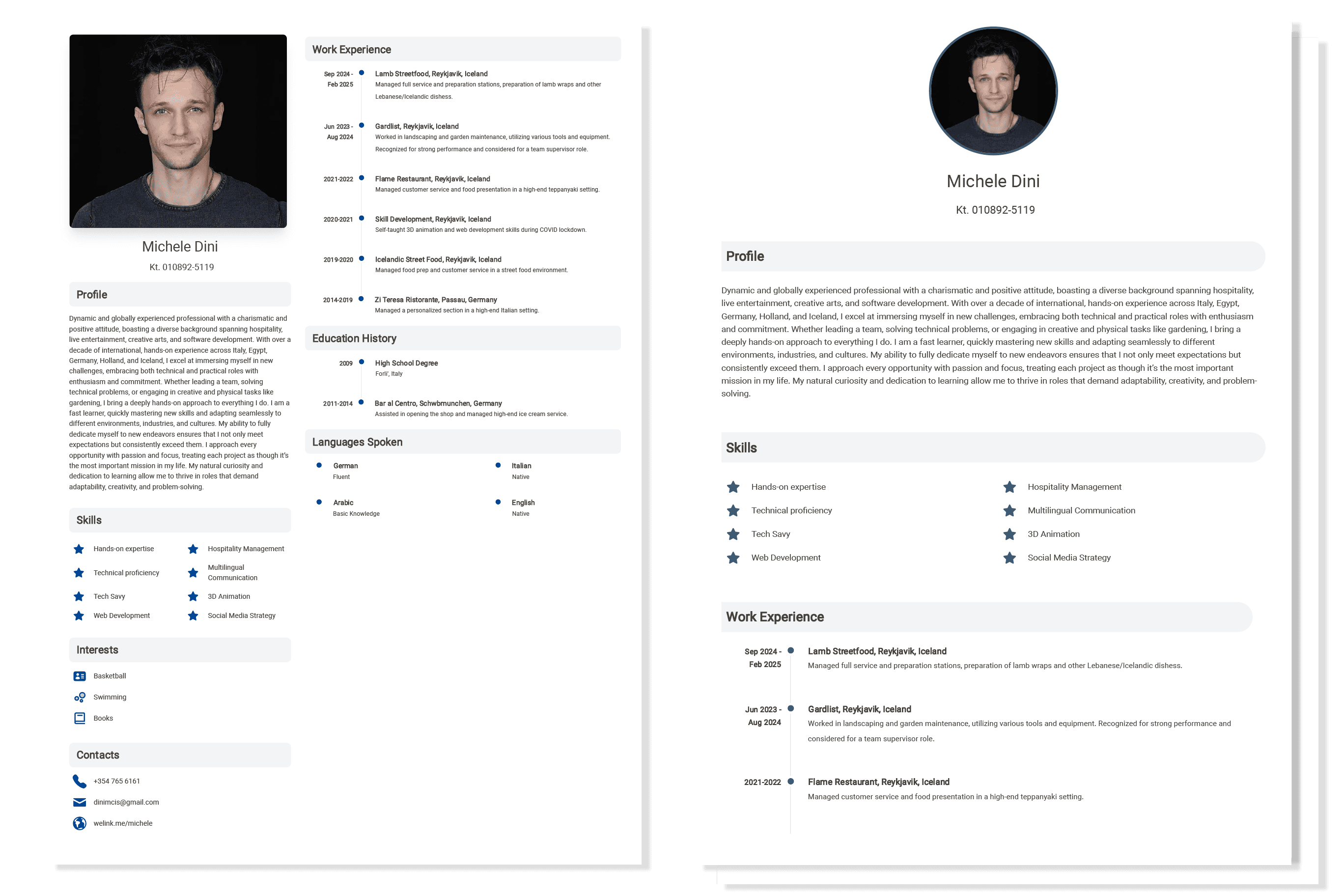 Manage multiple CV websites dashboard